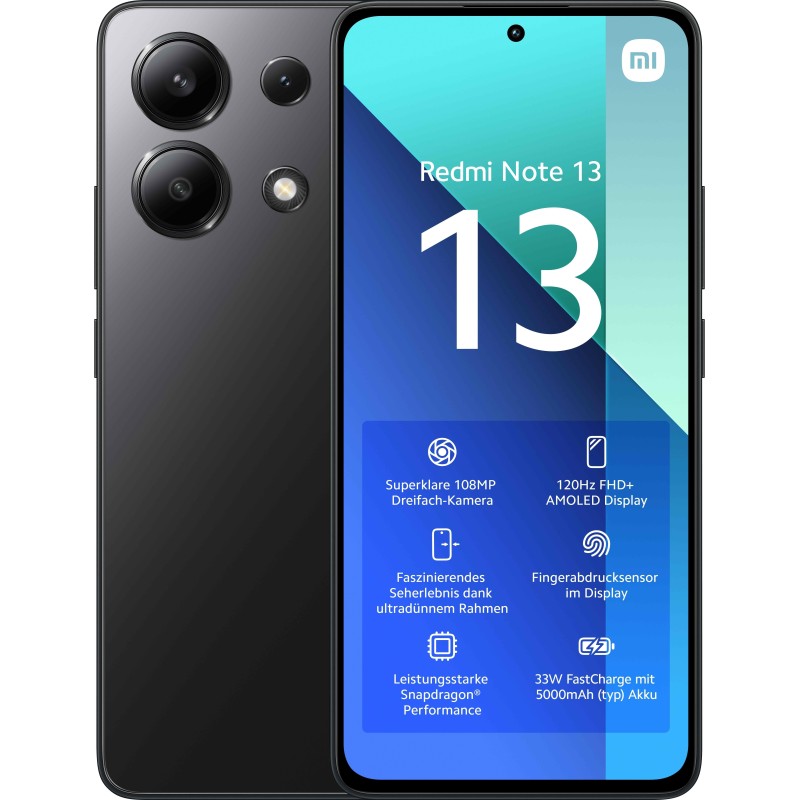 Xiaomi Redmi Note 13 4G Dual Sim 8GB RAM 256GB - Nero - Garanzia Inclusa