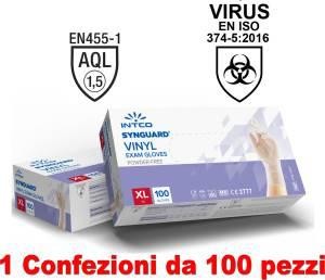 1CONF. DA 100PZ - TAGLIA XL - GUANTI VINYL USO MEDICO SENZA POLV