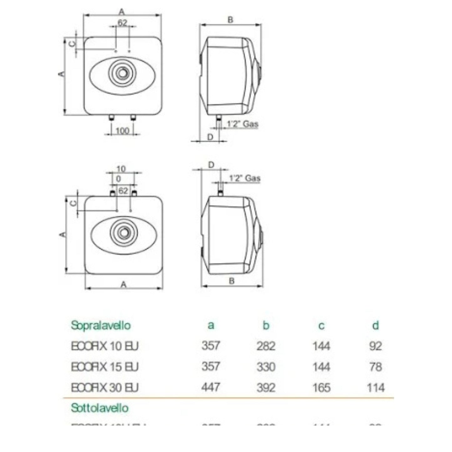 Ariston Thermo Ecofix15eu Scaldabagno 15lt 2a Cl B