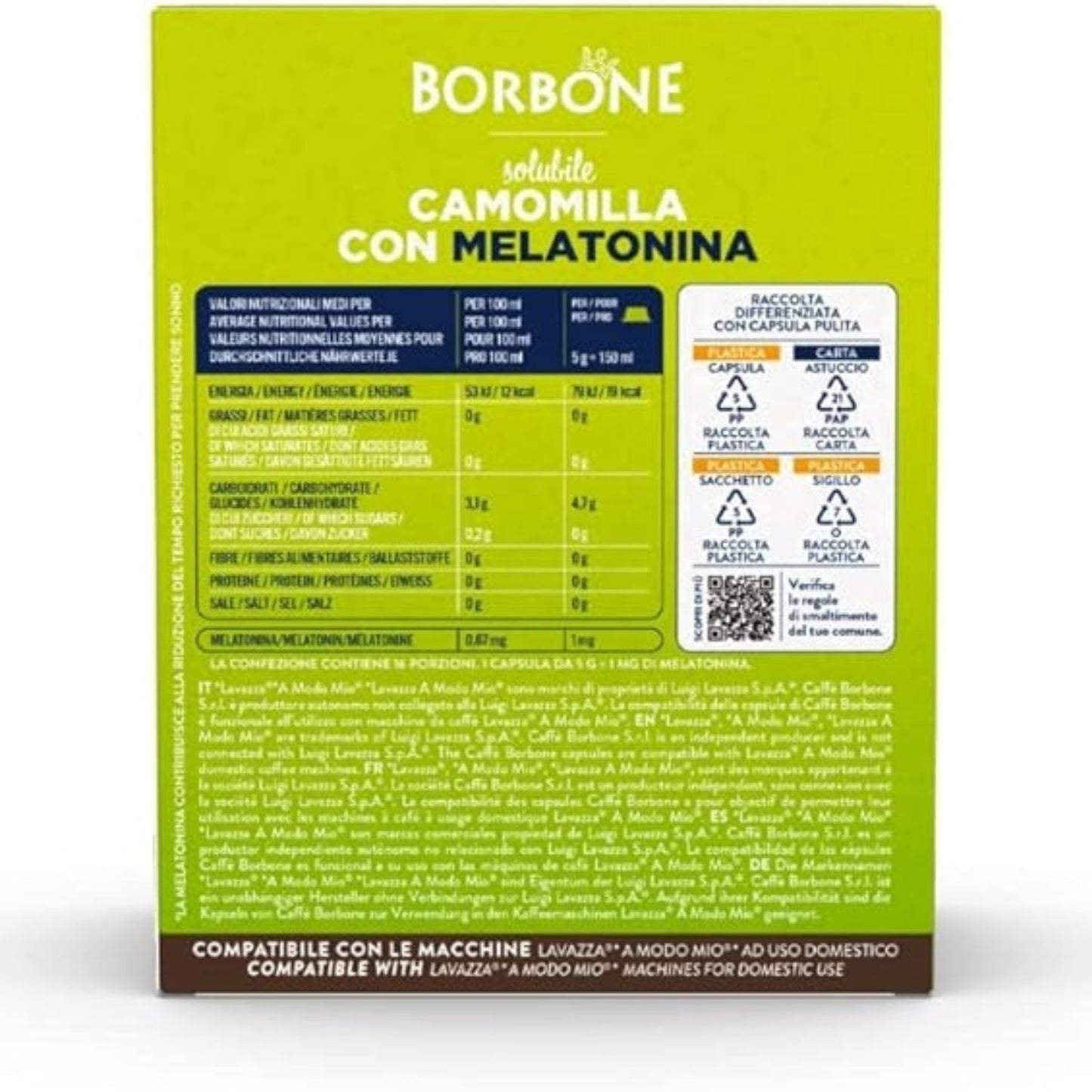 Borbone Capsule Comp. A Modo Mio Camomilla E Melatonina 16pz