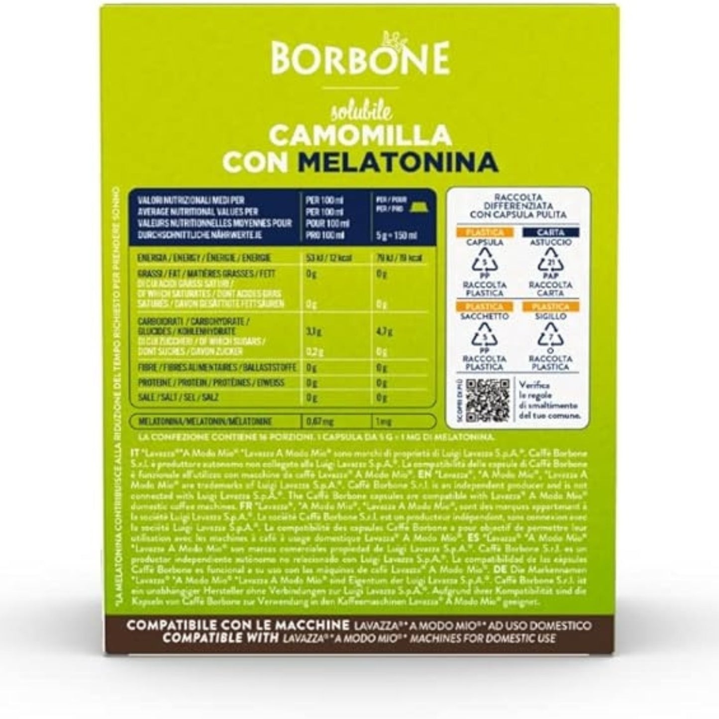 Borbone Capsule Comp.a Modomio Camomilla E Melatonina 16pz