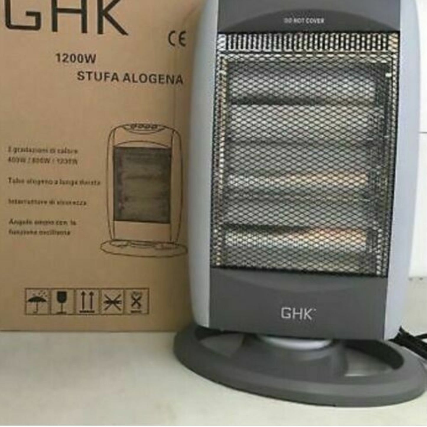 GHK Stufa Alogena Caldobagno 3 Elementi 1200W JHH-12S