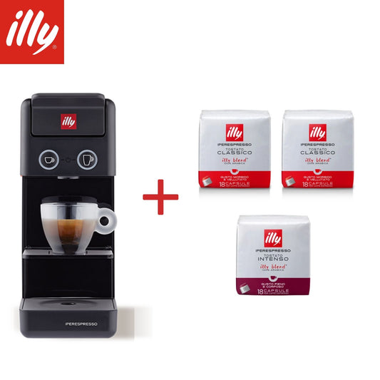 Illy Christmas Bundle m.d.c.Iperespresso y3.3 nera + 54 capsule