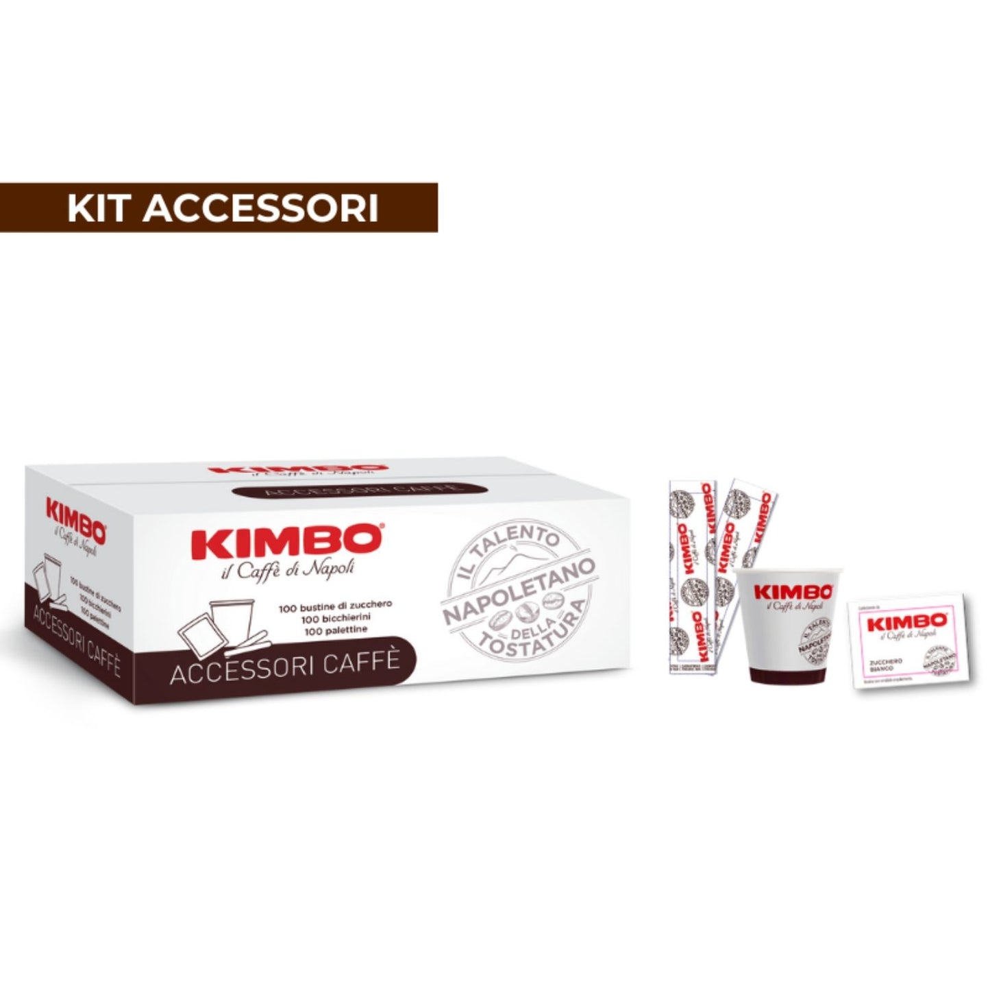 Kimbo kit accessori bicchieri/palette/bustine 100/100/100