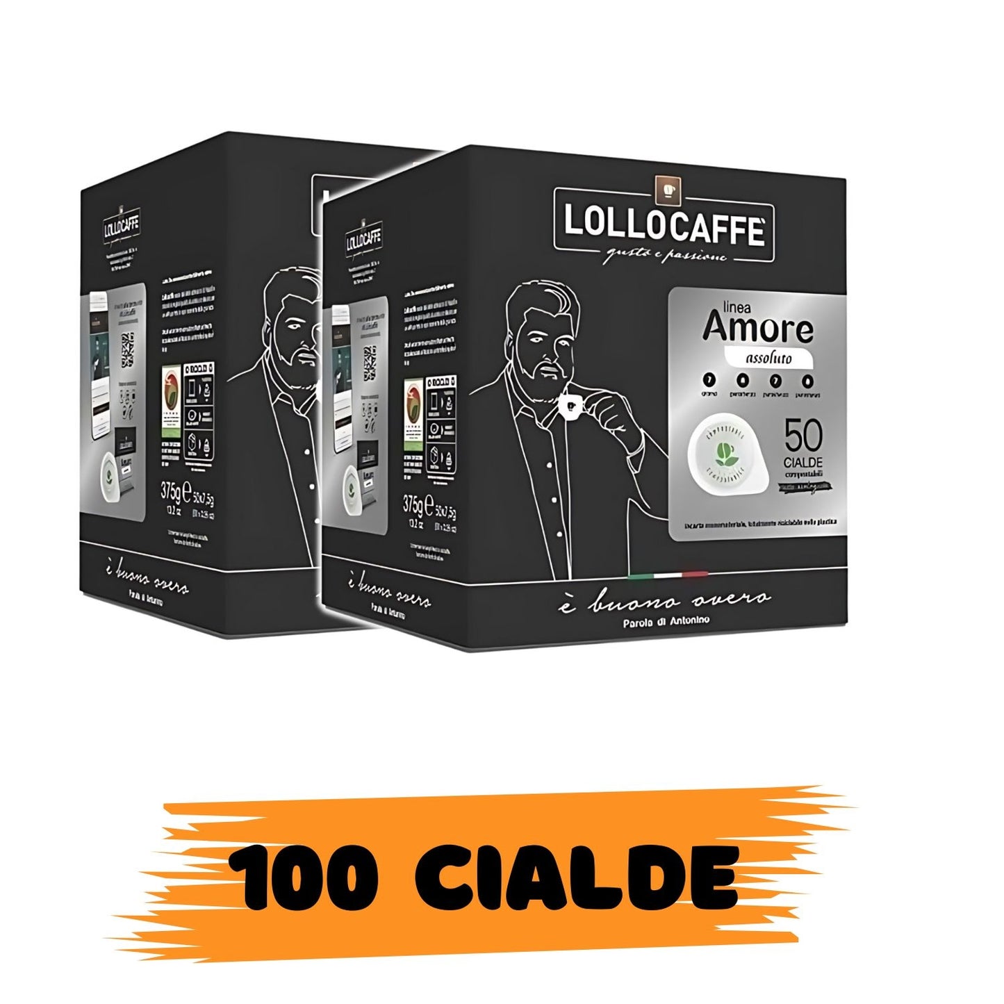 Lollo Caffe` Box Argento Linea Amore - Gusto Assoluto  - Cialde 44mm - Box