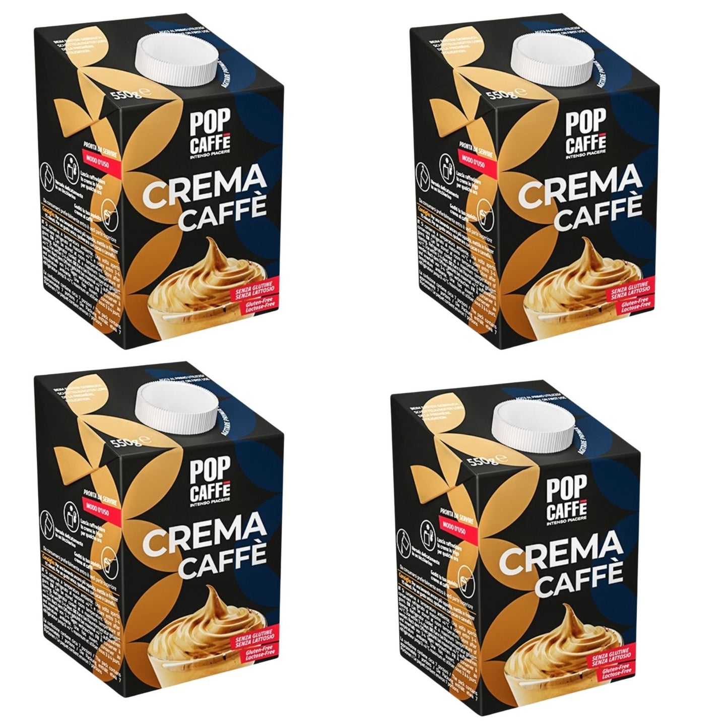 4 x550gr Pop Crema Caffè 2200 Gr Senza Glutine E Lattosio, Latte E Panna