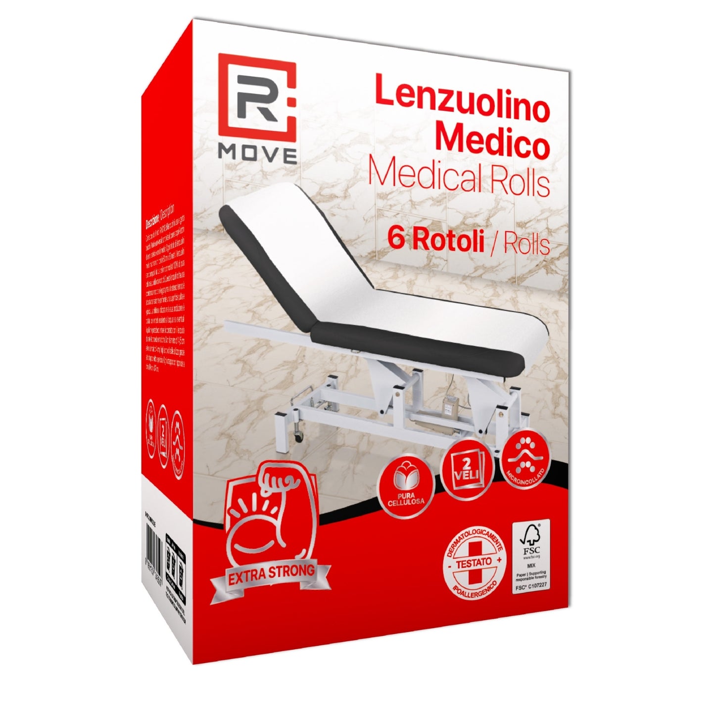 Rmove 1conf. Da 6pz 60cmx50metri Rmove Lenzuolino Medico 2 Veli