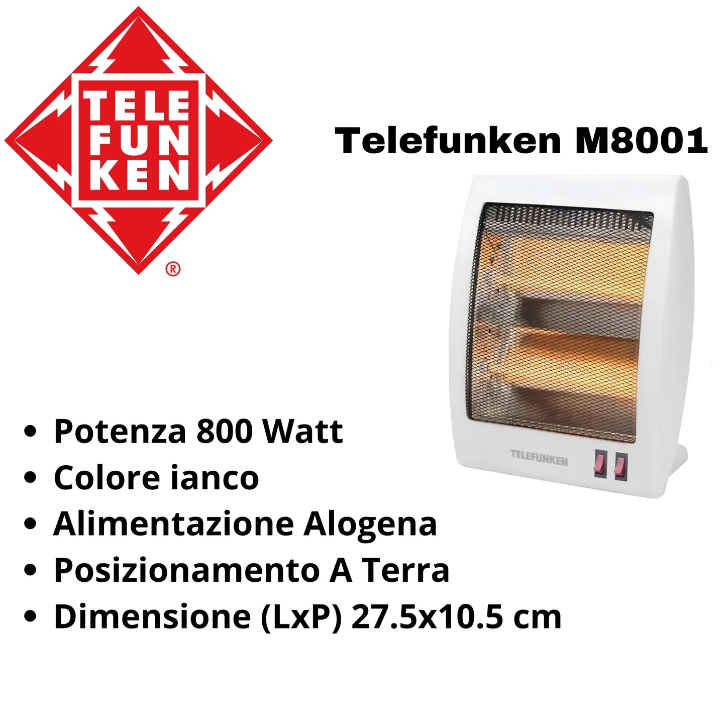 Telefunken Stufa Al Quarzo 2 Elementi M08001 600w