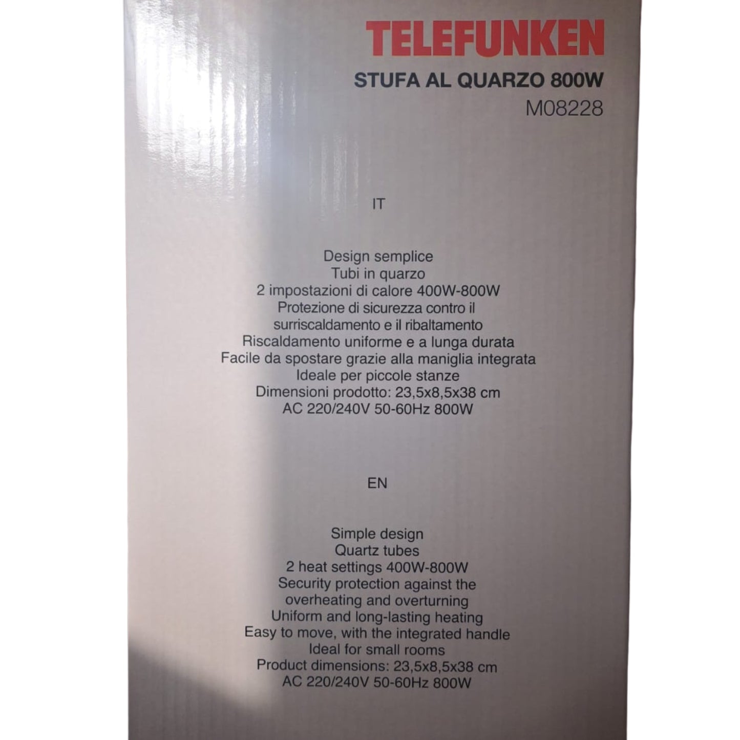 Telefunken stufa al quarzo M08228 400/800W