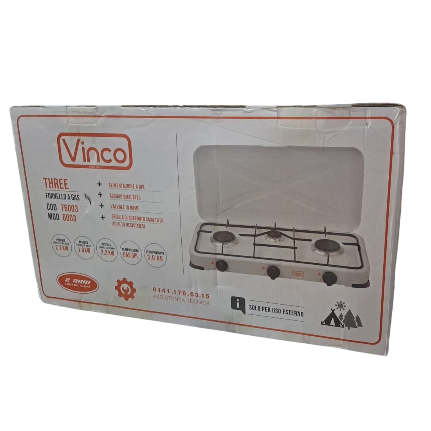 Vinco 76003  Fornello “three” A Gas 3 Fuochi