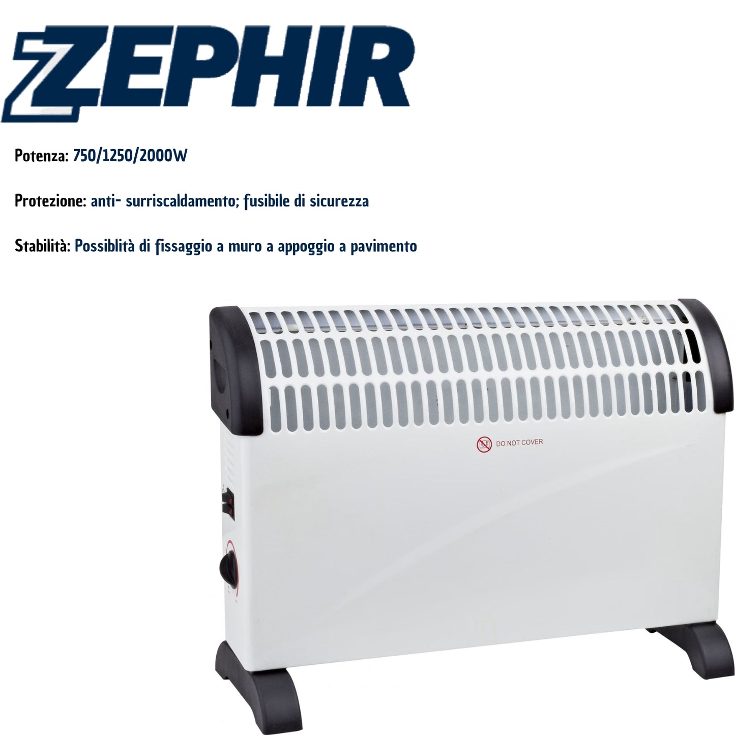 Zephir Termoconvettore Da Muro/pavimento 2000w - Zcv2000m